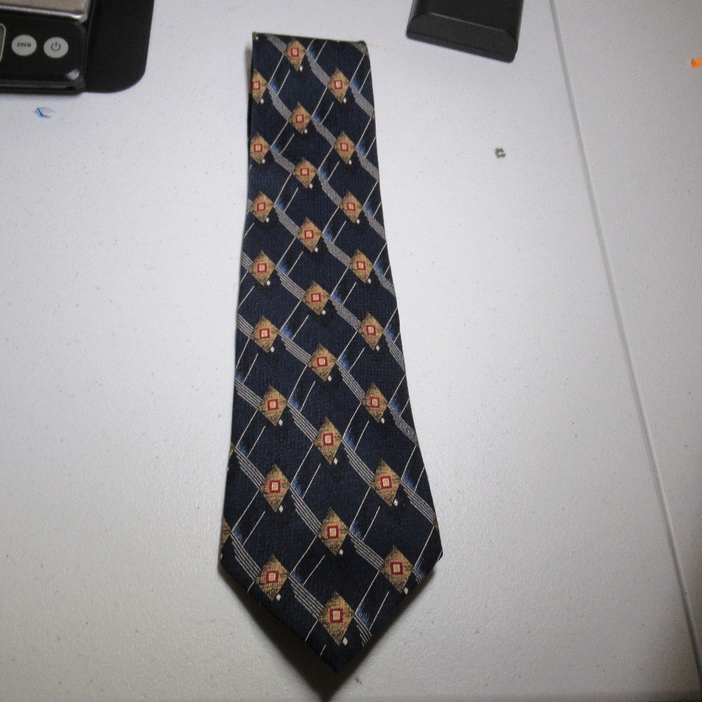 Navy Blue Tie W/ red,gold pattern Jos. A. Bank
